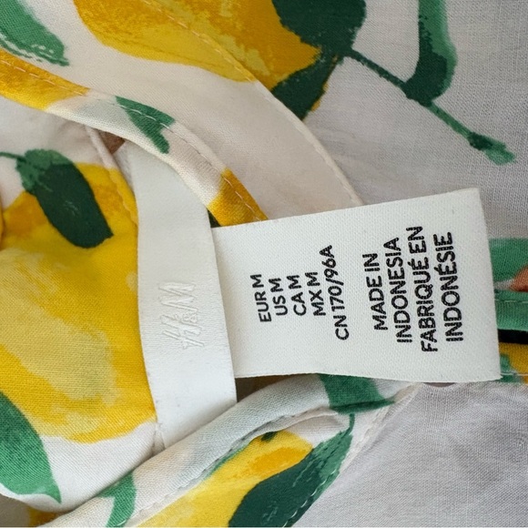 Lemon Print Summer Long Sleeve Midi Dress Size Medium - Picture 11 of 13